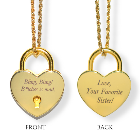 Engravable Lock & Key Necklace Set
