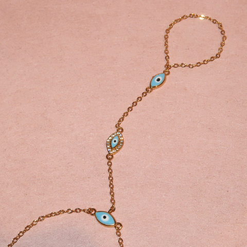Enamel Evil Eye Hand Chain