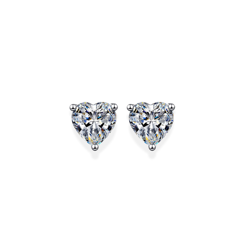 Moissanite Heart Studs