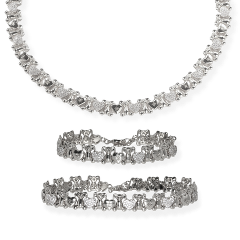 I Love You Teddy Bear Set - Necklace + Bracelet + Anklet Set