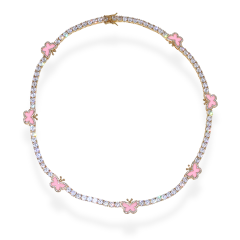 Pretty Wings Pink Tennis Chain - Final Sale