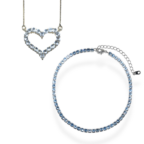 Passion Heart & Crystal Anklet Set