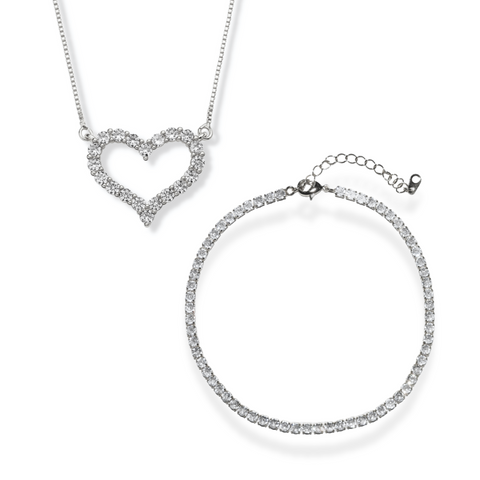 Passion Heart & Crystal Anklet Set
